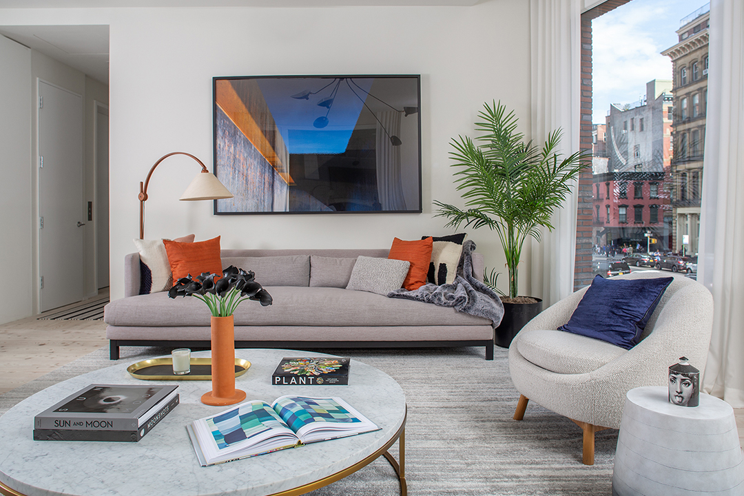 Chic Scandinavian Living Room with sofas and a coffee table