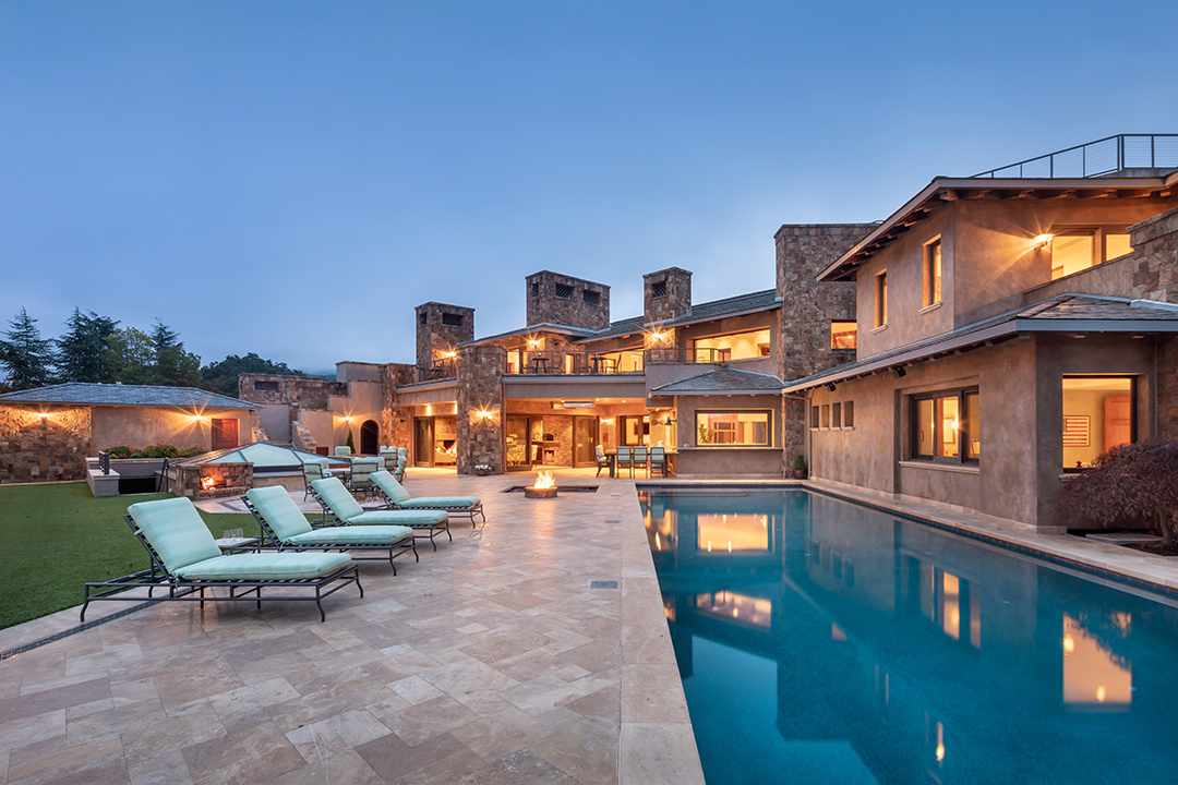 Pool at night at Scott McNealy's Mansion