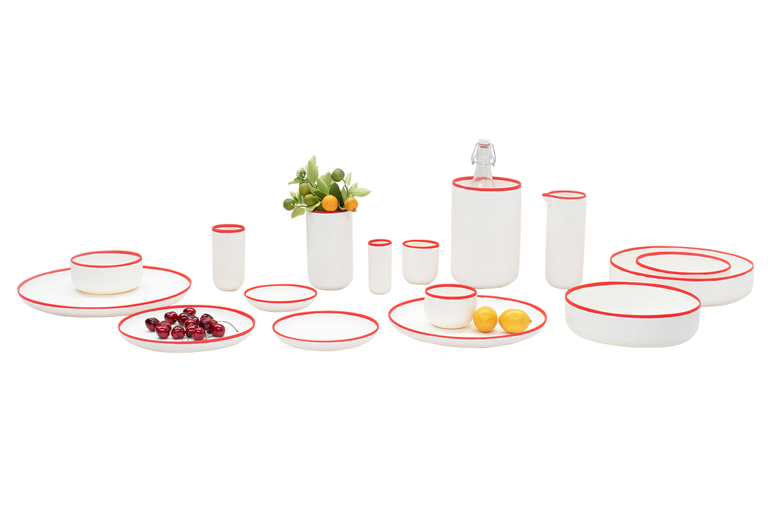 Simm's White and Red Tableware