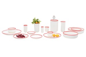 Simm's White and Red Tableware
