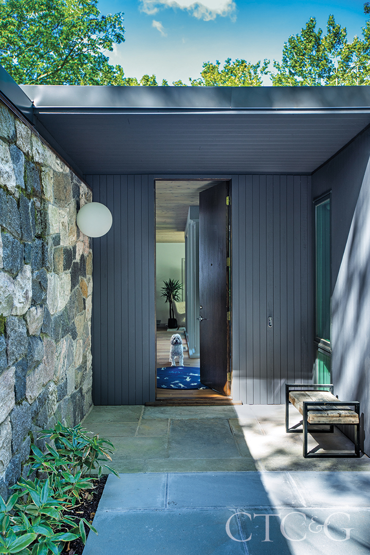 Gray Home Exterior Stone Entrance