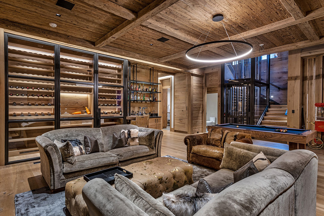 Rhobh Aspen Rental Living Room With Wine Cellar