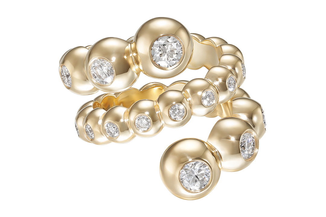 Audrey Coil Ring 18k Yellow Gold With Diamonds Rough Silo