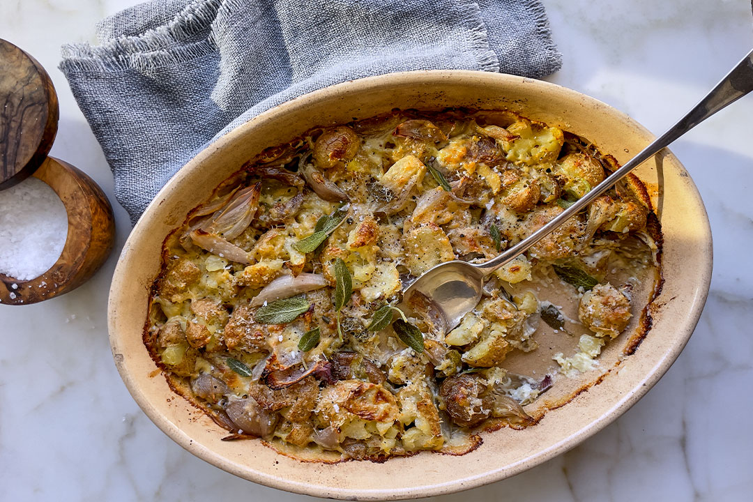 Smashed Potato and Shallot Gratin Recipe