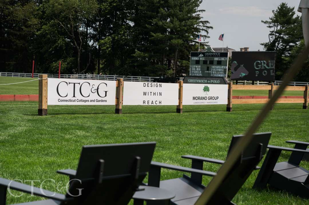 Sponsor signs at CTC&G Players' Lounge at Greenwich Polo Club