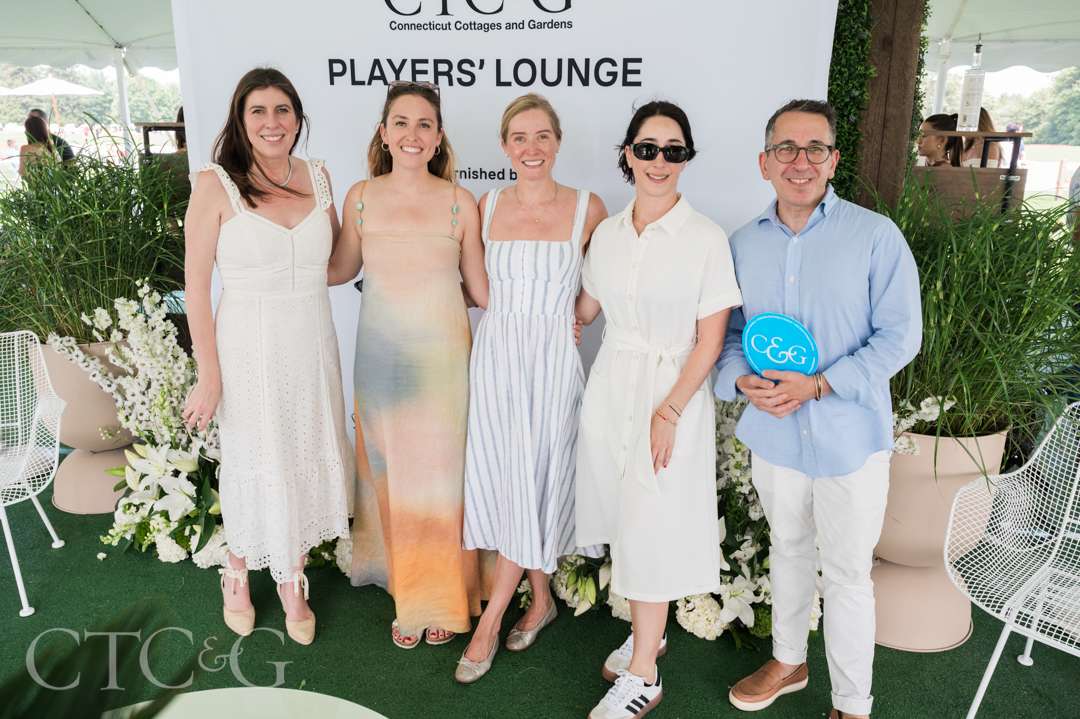 Debbie Propst, Katie Bath, Lizzy Sullivan, Dina Rosenberg, and Marcelo Fernandez at CTC&G Players' Lounge at Greenwich Polo Club