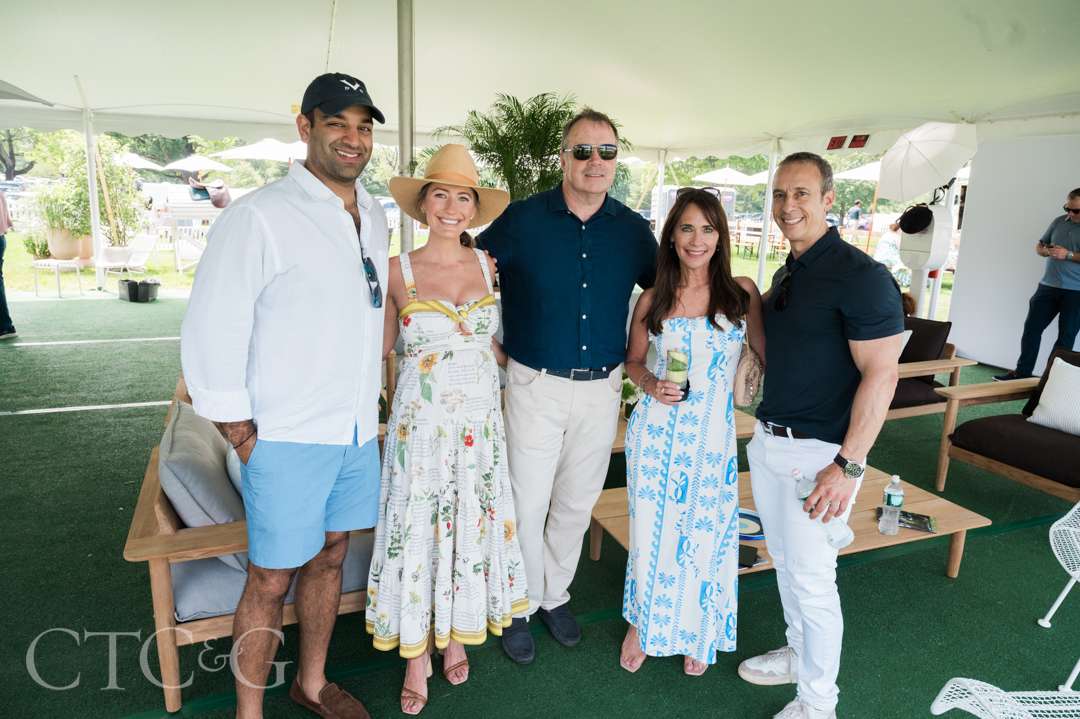 Teymor Tahpaz, Harper Tahpaz, Bobby Kennedy, Jamie Lewis, and Anthony Antolino at CTC&G Players' Lounge at Greenwich Polo Club