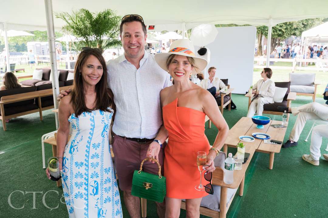 Jamie Lewis, Garrett Wilson, and Lauren Wilson at CTC&G Players' Lounge at Greenwich Polo Club