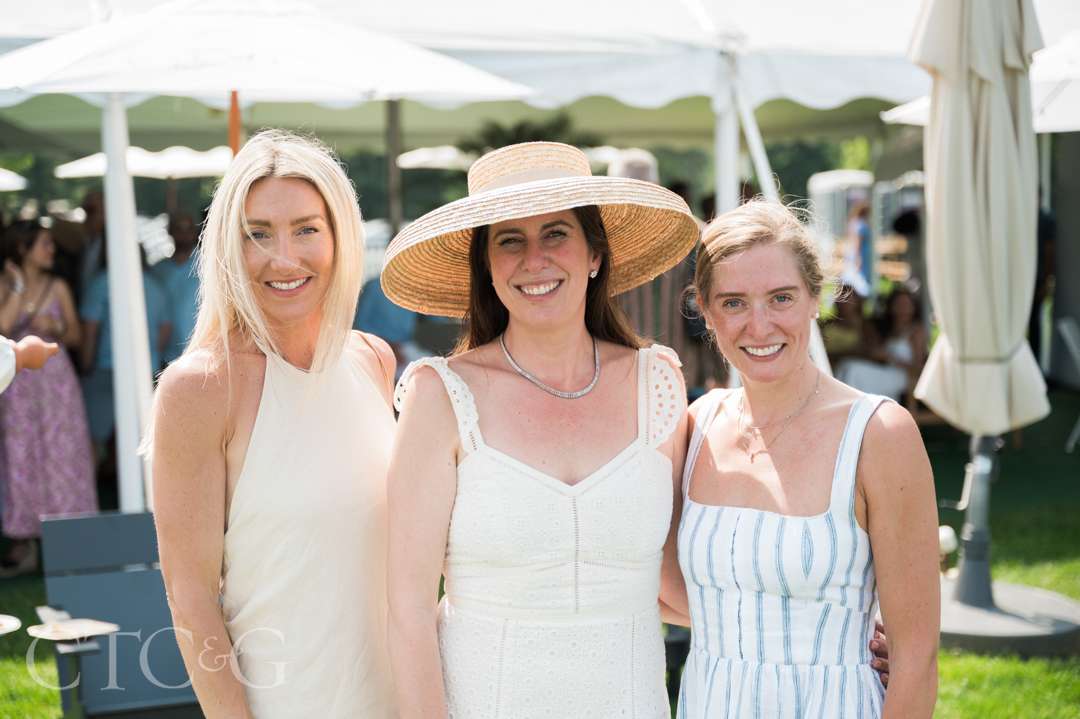Cas Friese, Debbie Propst, and Lizzy Sullivan at CTC&G Players' Lounge at Greenwich Polo Club