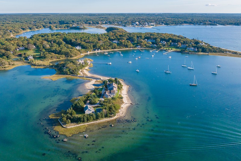 Explore a $10.9M Island Beauty Displaying Cheerful, Preppy-Coastal Style Along Cape Cod
