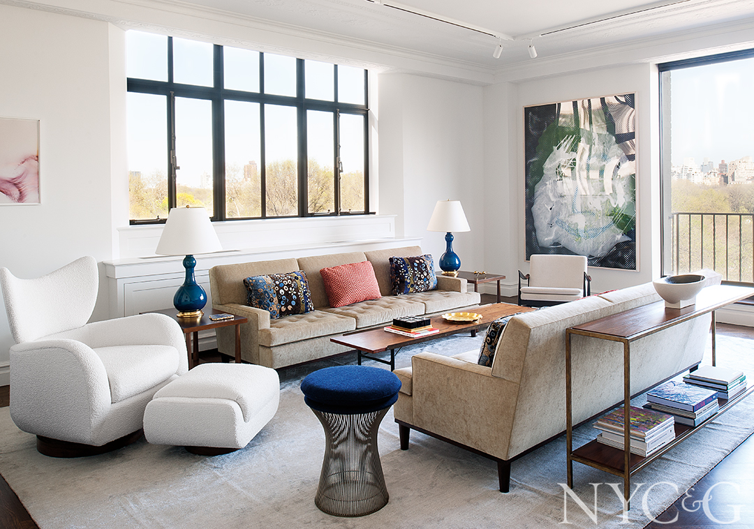 Central Park West living room with 1950s flare