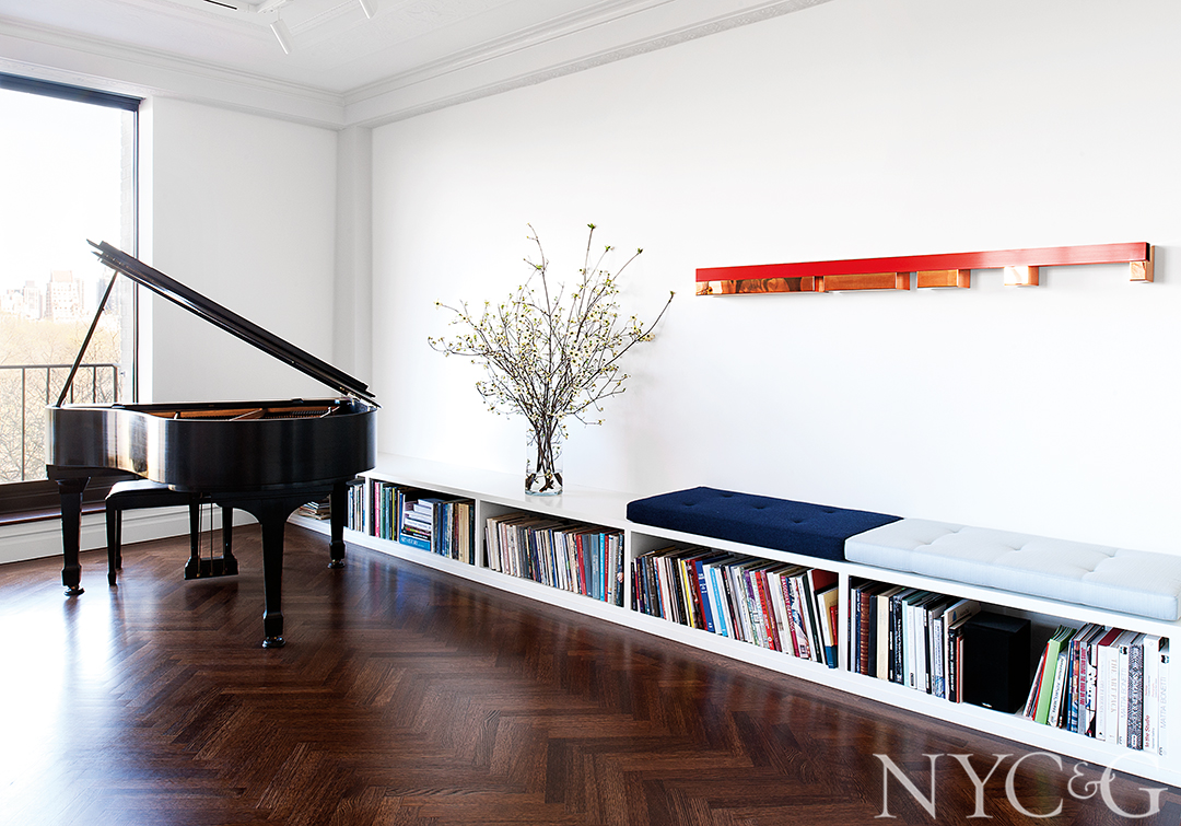 Eloquent living room with a piano in corner