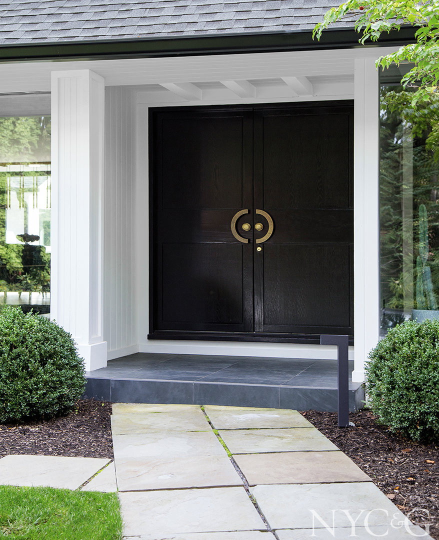 Grand front door painted black