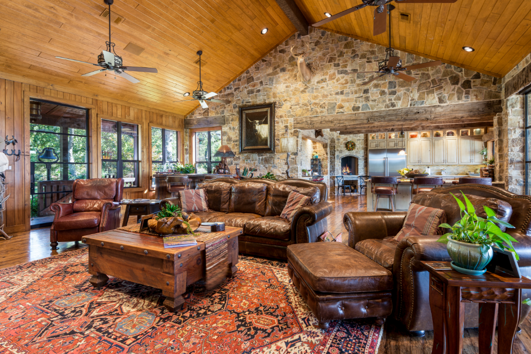 Terry Bradshaw's Custom-Built 744-Acre Ranch Hits the Market Living Room
