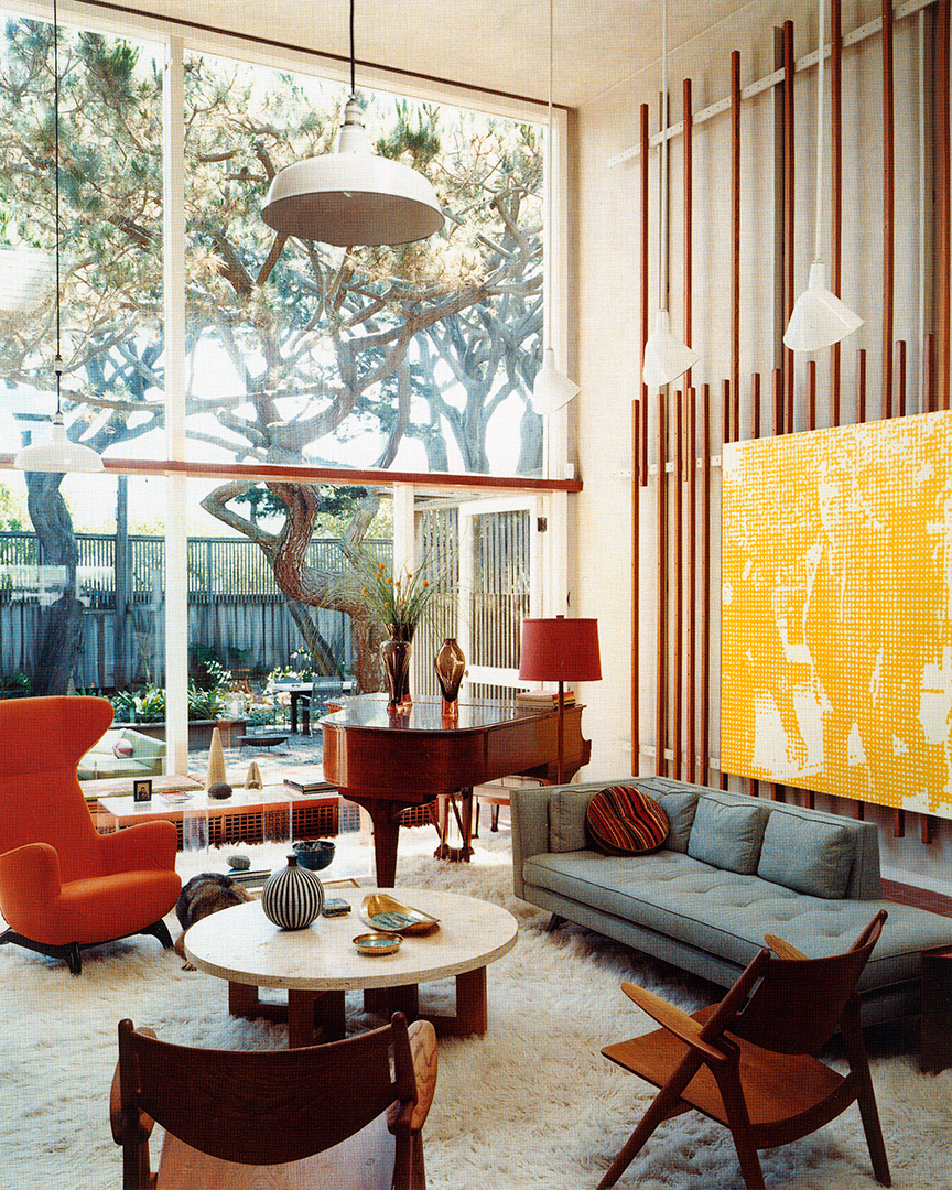 Artistic midcentury style living room