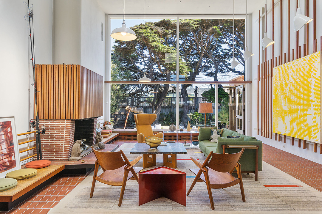Midcentury style living room in California