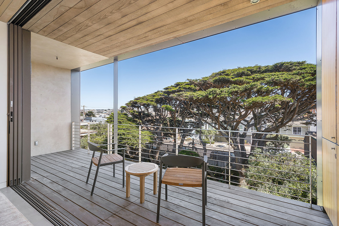 Terrace overlooking cyprus trees in San Francisco