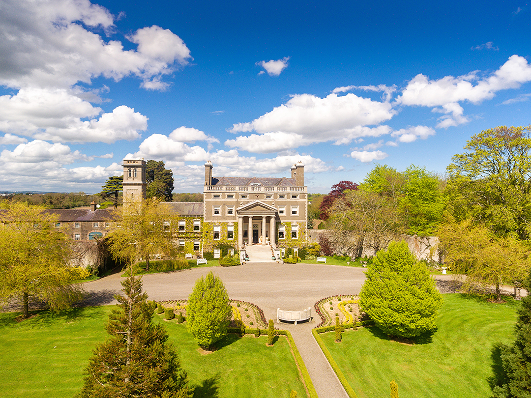 Stone facade and beautiful gardens of a Dublin manor