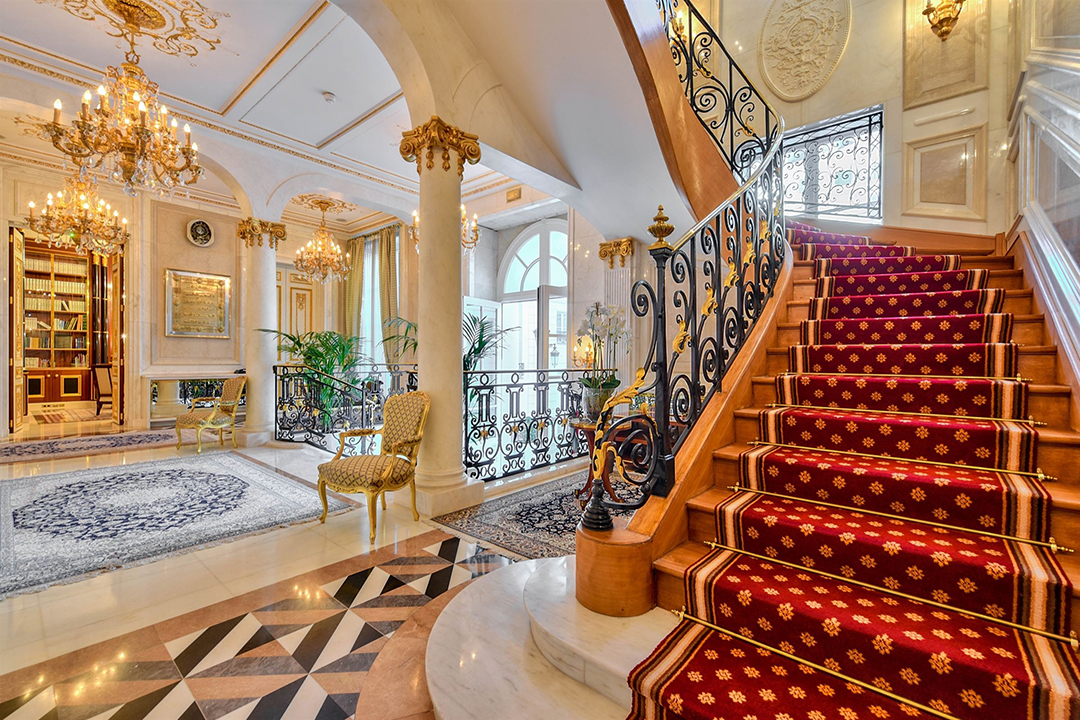 Ornate staircase in Paris Mansion