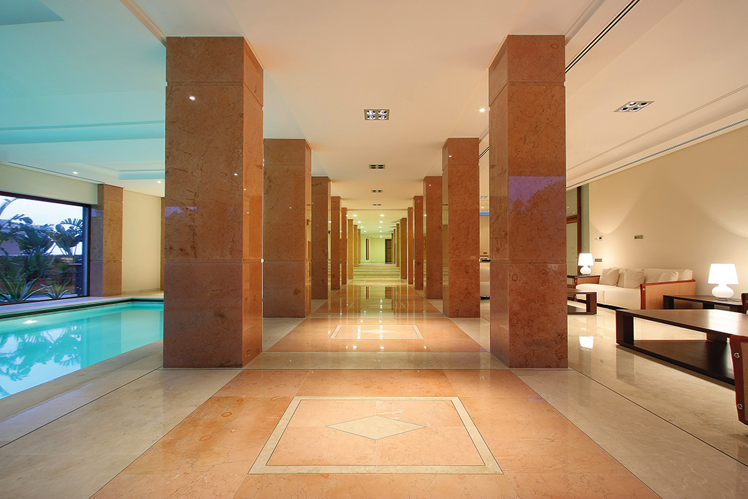 Hallway for indoor pool