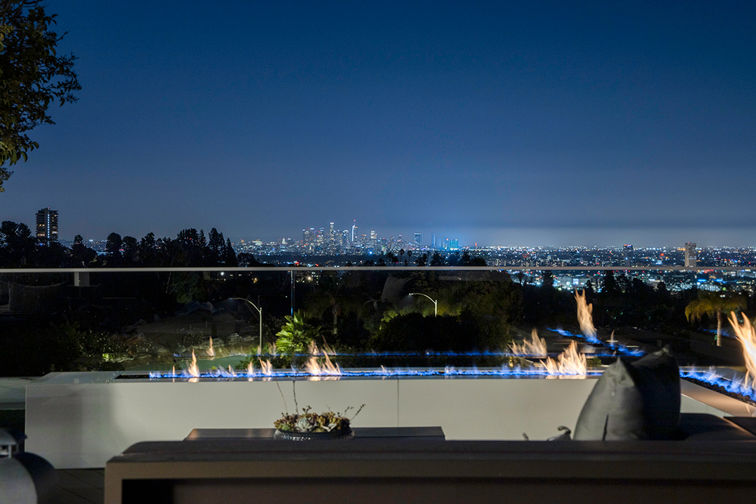 Beverly Hills Home Outdoor Fireplace