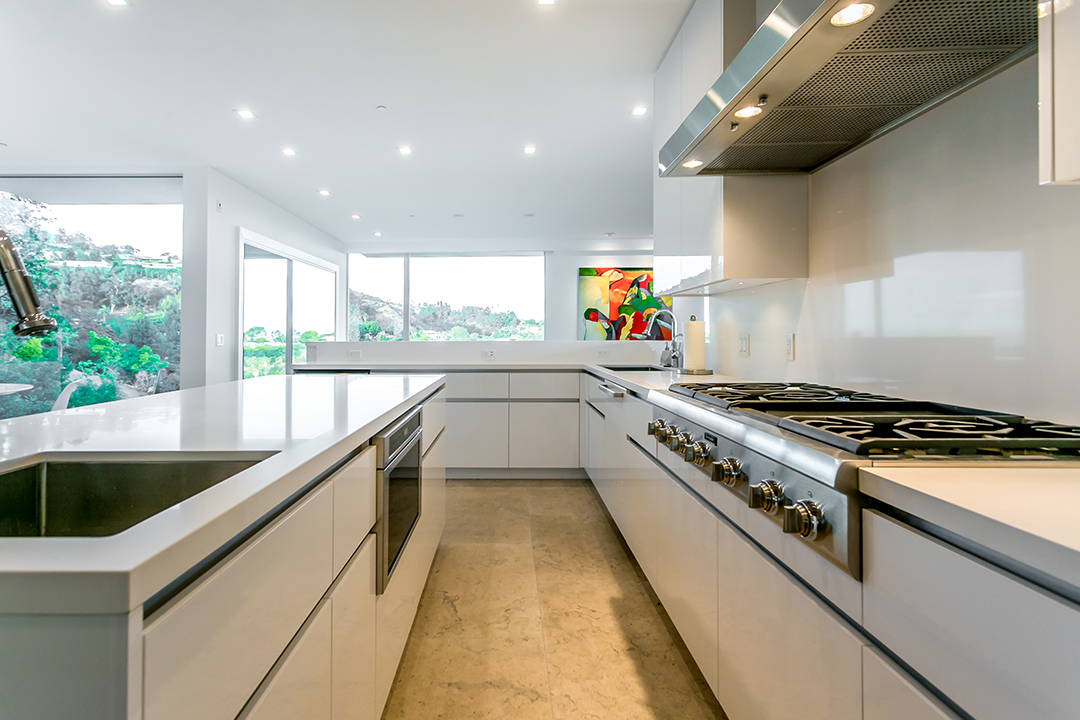 White kitchen in a midcentury modern in LA