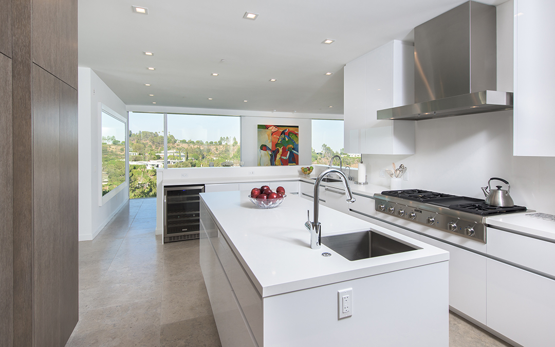 White kitchen in a midcentury modern in LA