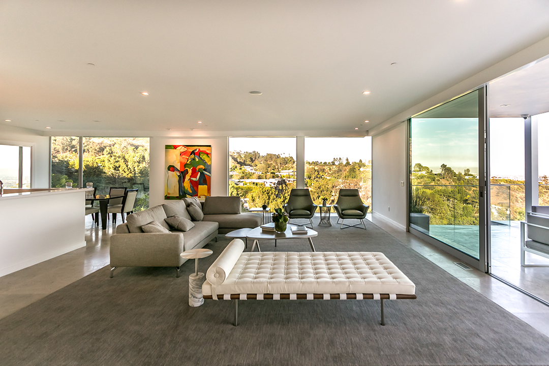Living room in a midcentury modern in LA