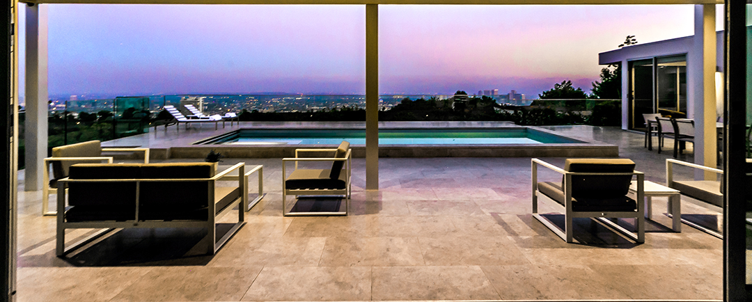 Panoramic view of outdoor area at LA home