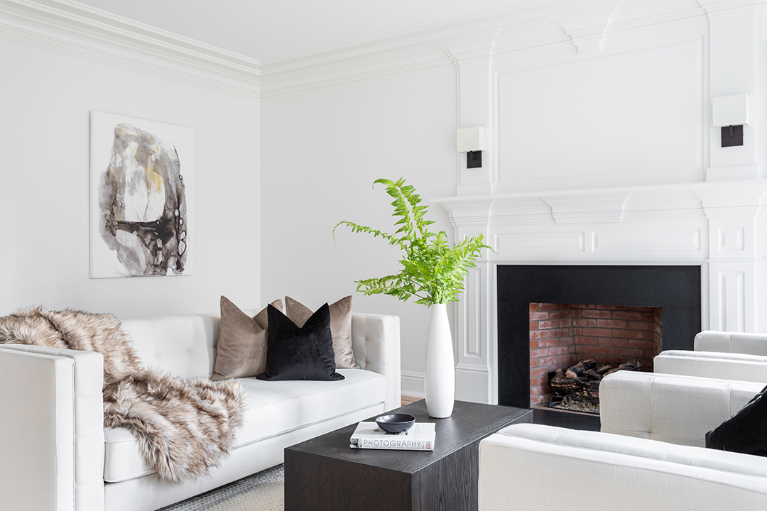 Formal living room with beautiful blankets