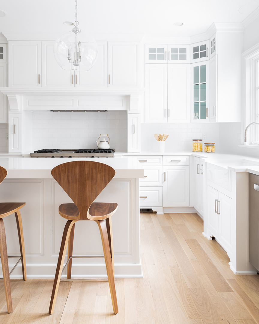 Bright white kitchen in Wilton, CT