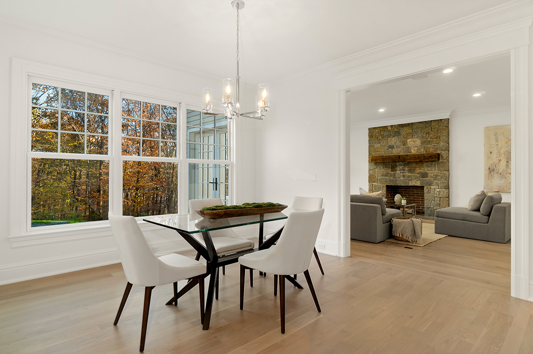Open living spaces at a Wilton, CT home