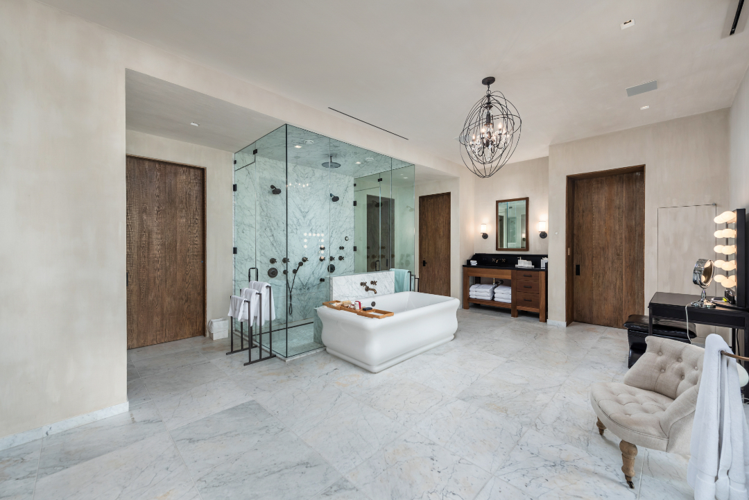 Dwyane Wade's Stunning Miami Mansion Experiences a Price Cut Bathroom