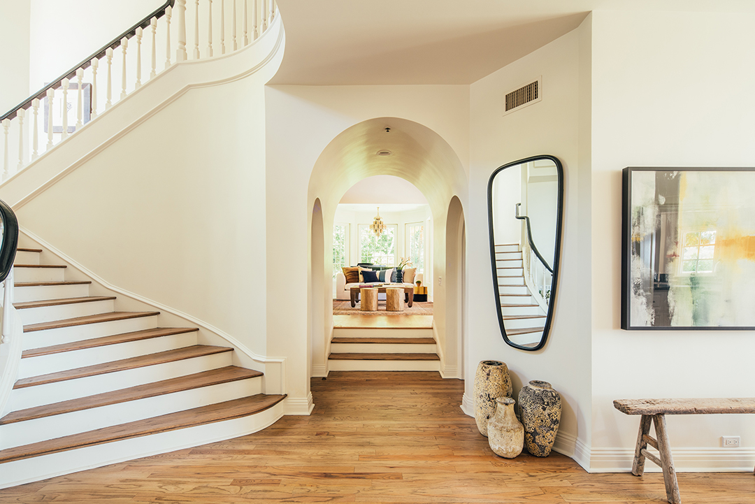 Bright entrance at a Pacific Palisades home