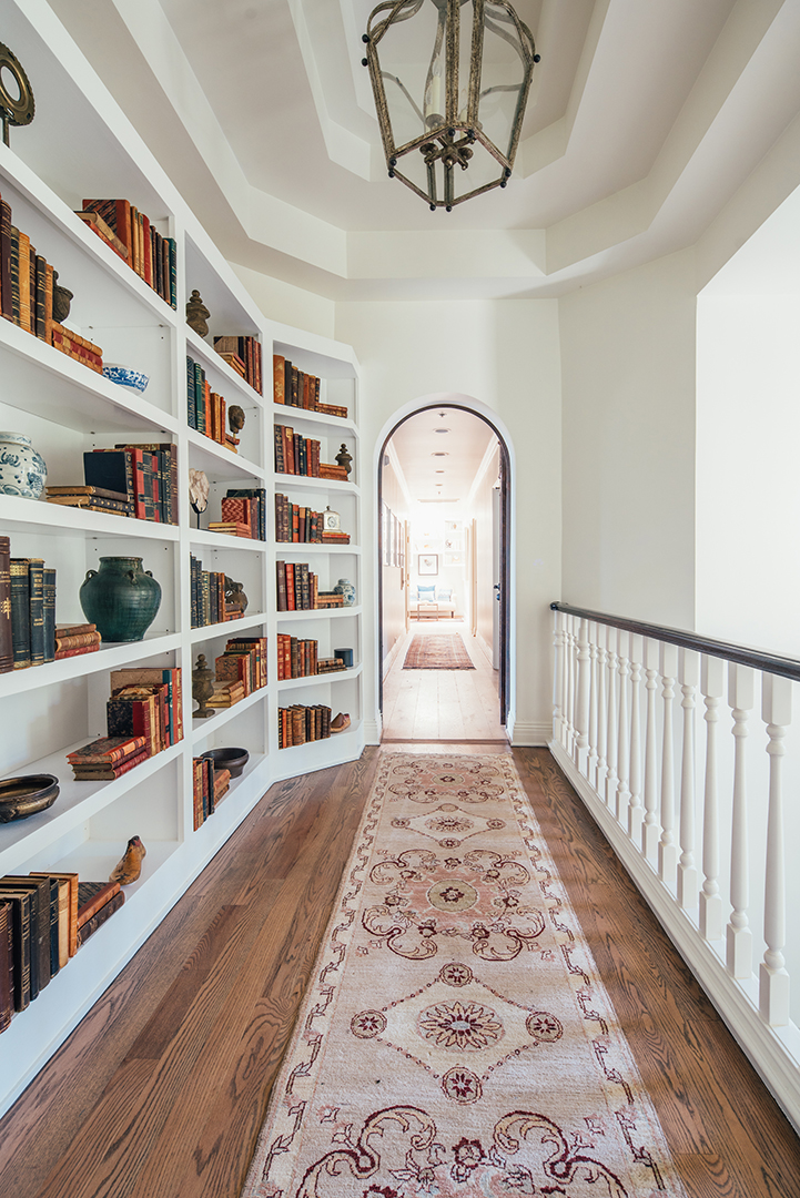 Library hall at a Pacific Palisades home