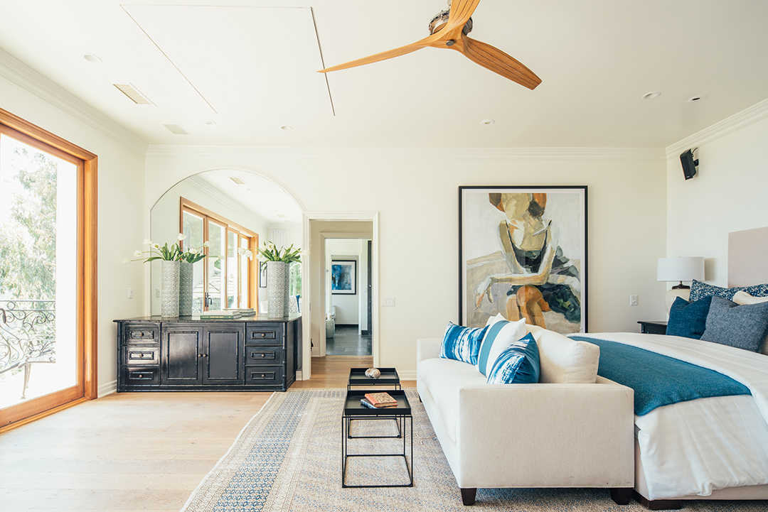 Master bedroom at a Pacific Palisades home