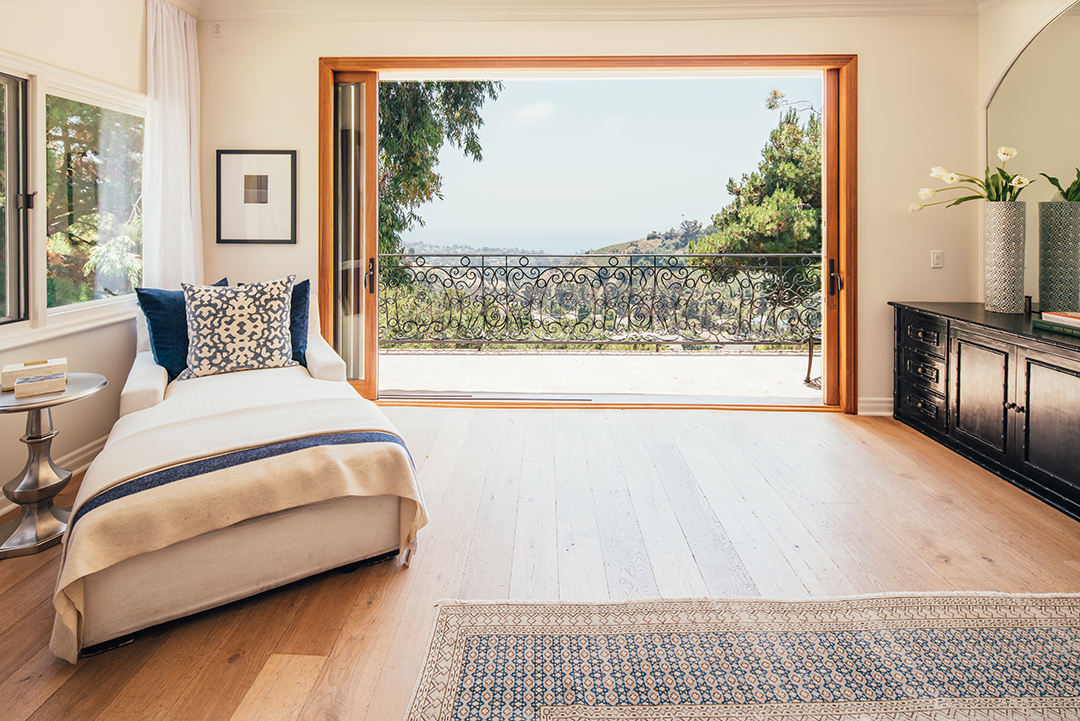 Master bedroom at a Pacific Palisades home