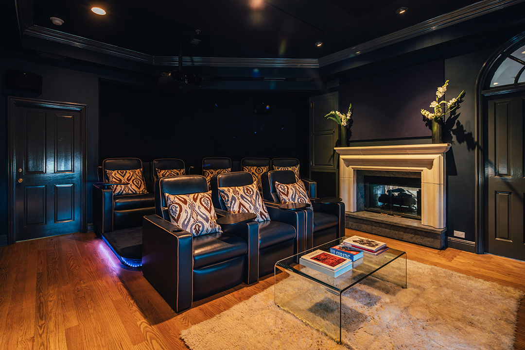 Media room at a Pacific Palisades home
