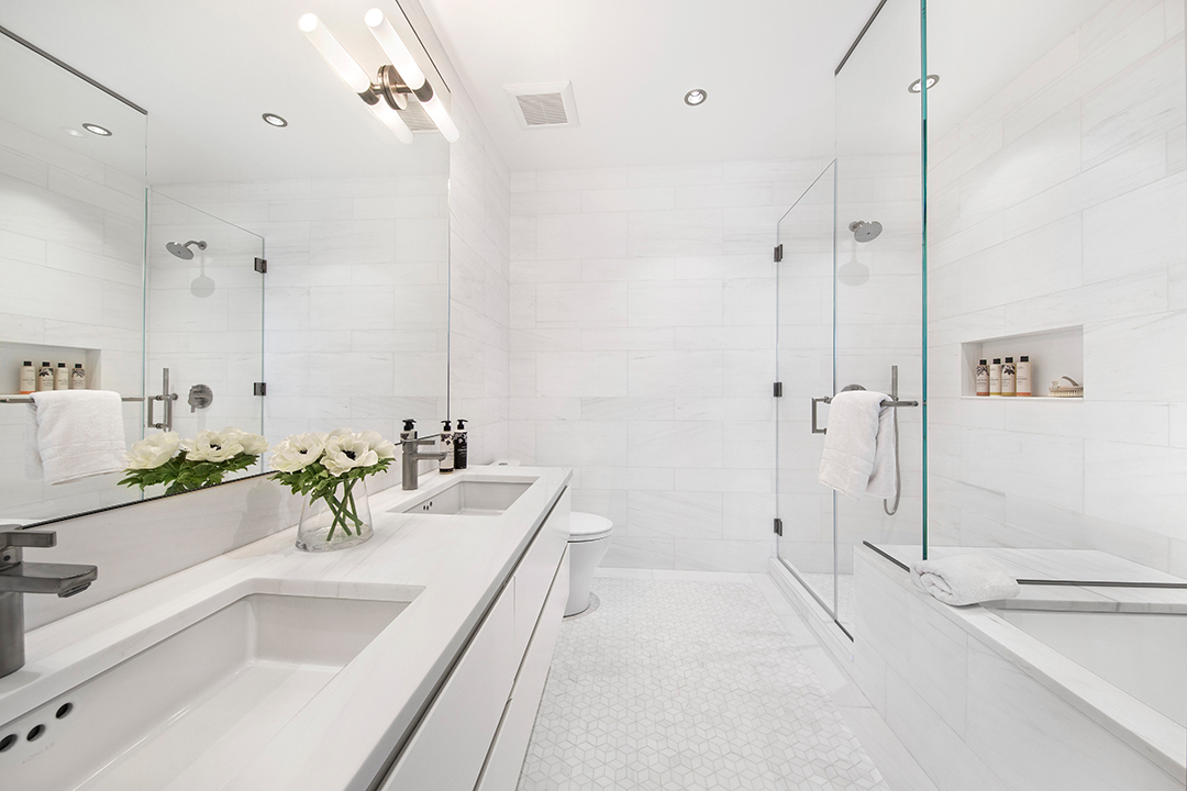 Bathroom at a a boutique luxury building in Chelsea, 124 West 16th Street