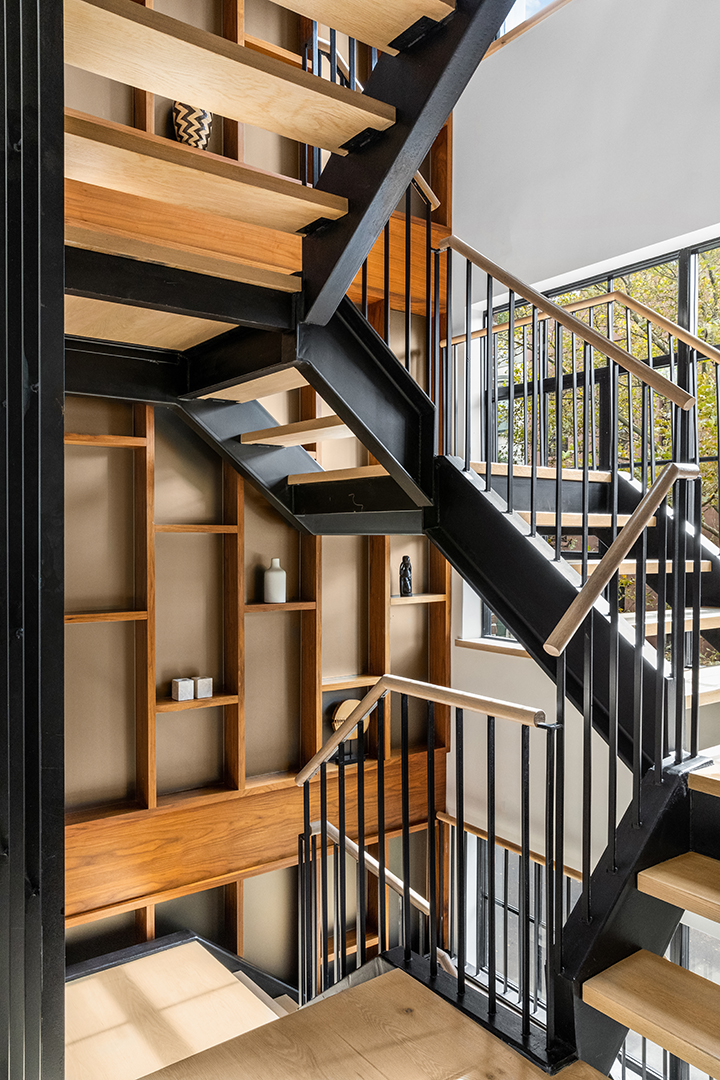 Staircase in a in a Carroll Gardens Contemporary Townhouse