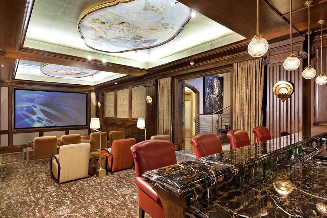 Movie theater in a Aspen Winter Home
