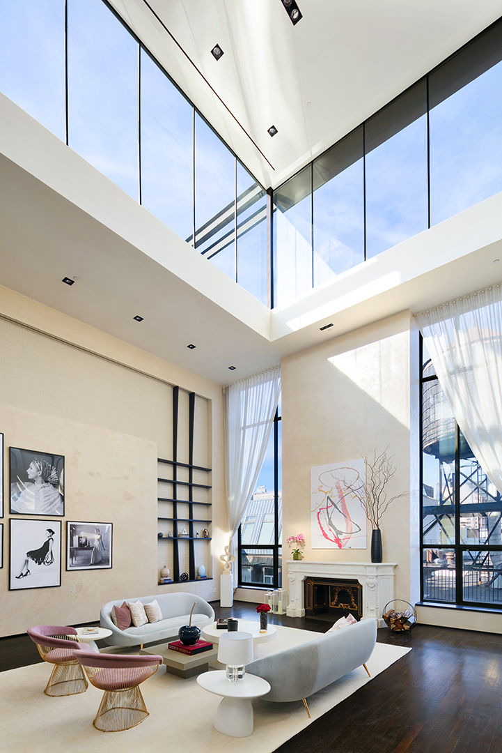 Soho Triplex Penthouse grand room high ceilings