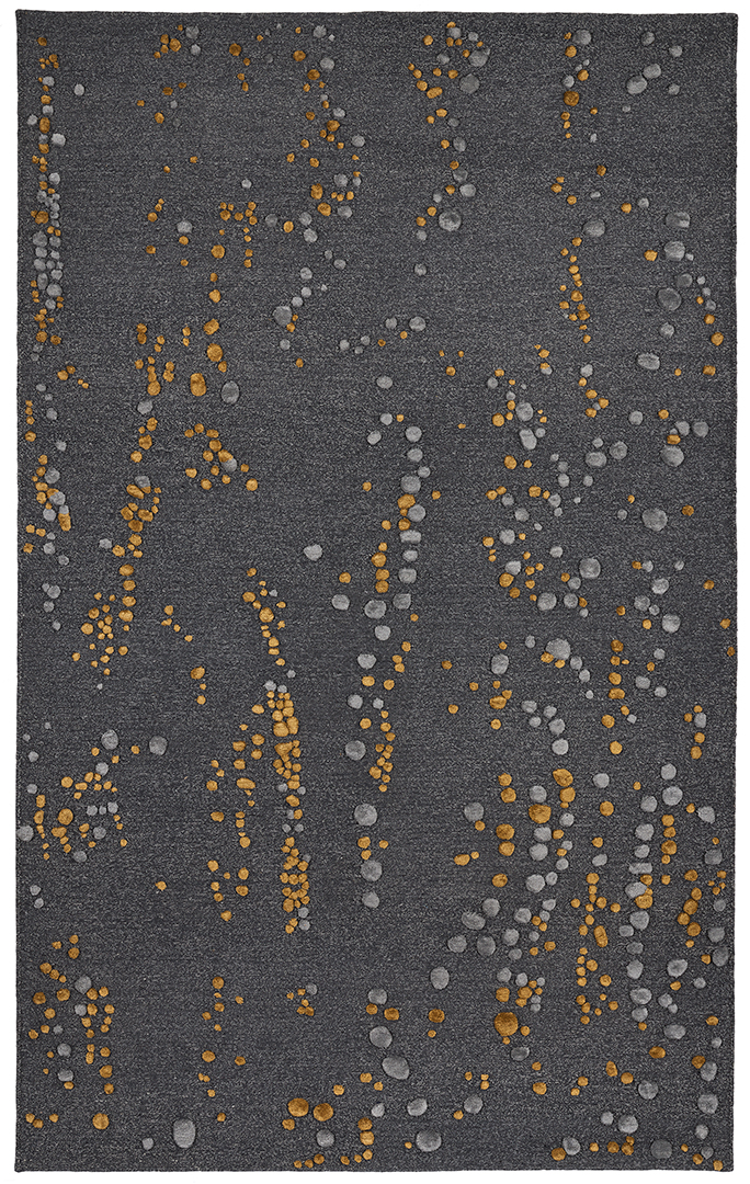 Blue Gold Gray Dot Rug