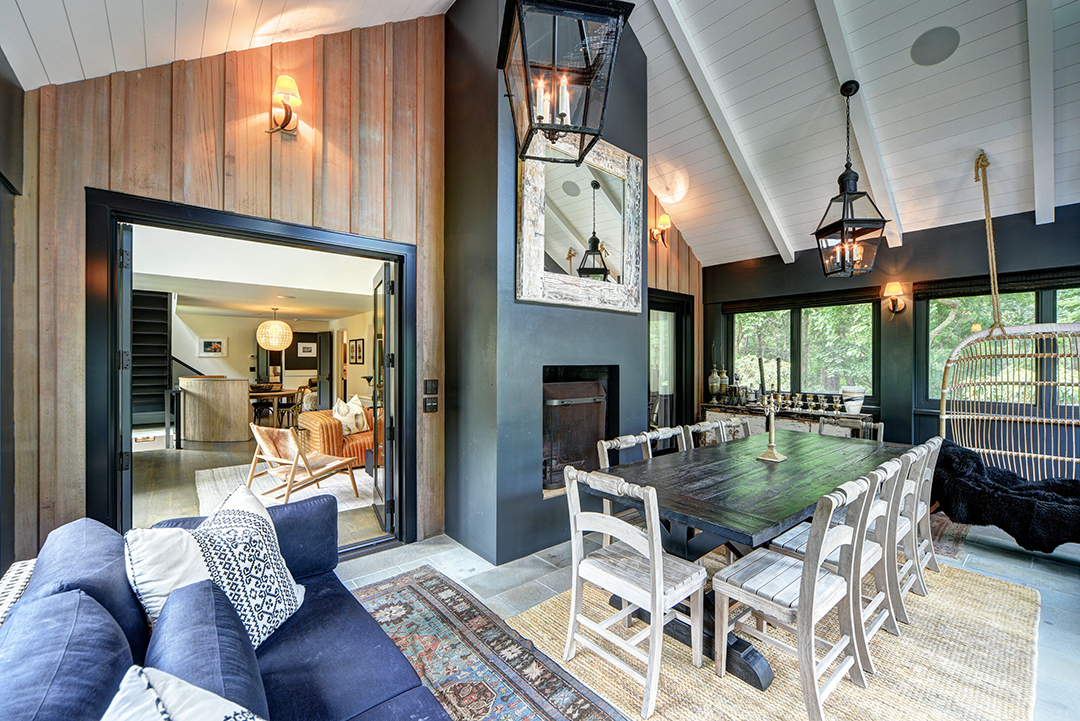 Enclosed porch at Ellen Pompeo's Sag Harbor Home