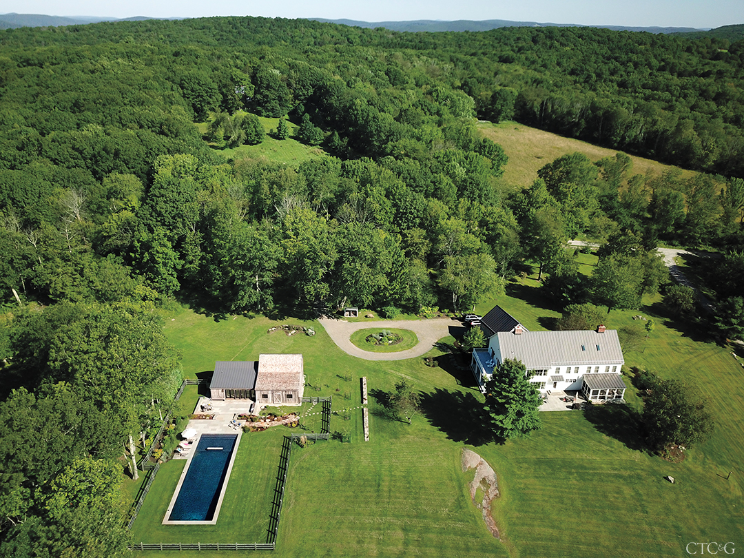 arial shot of home and property