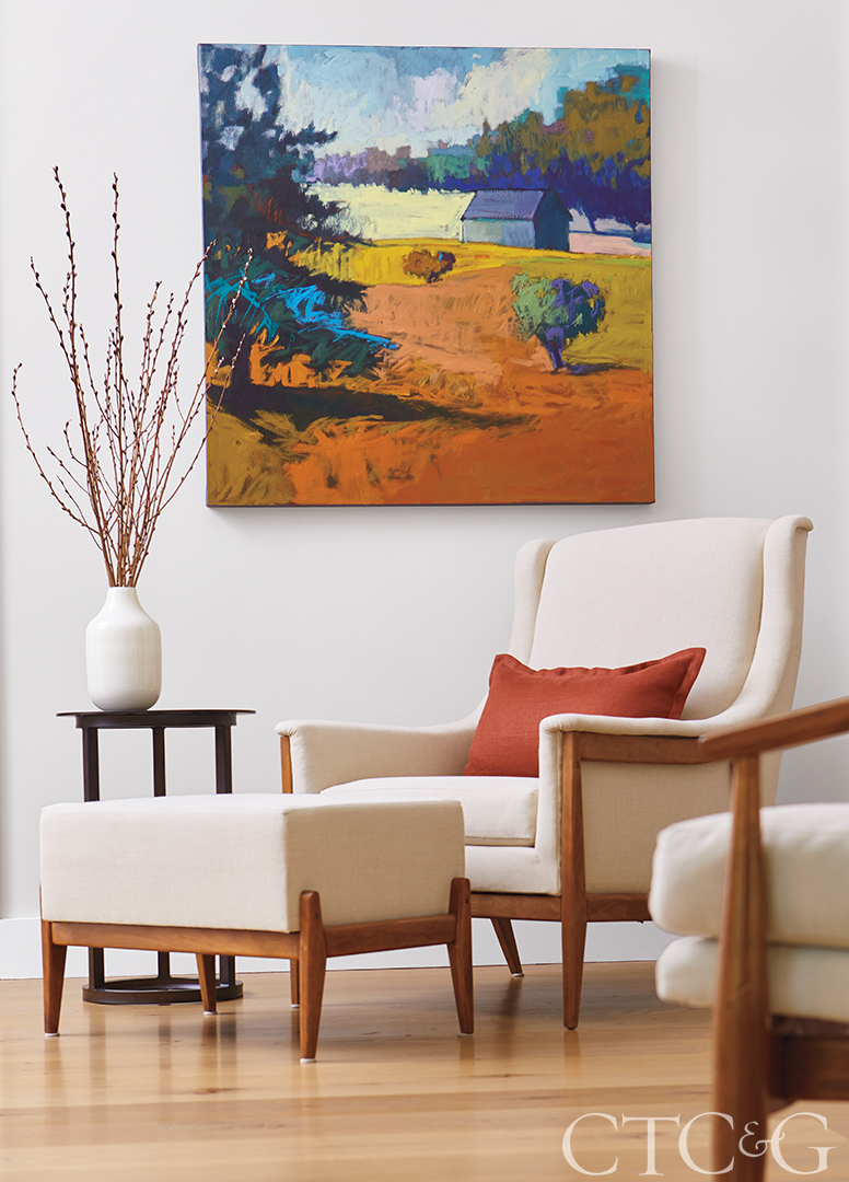 sitting area with artwork