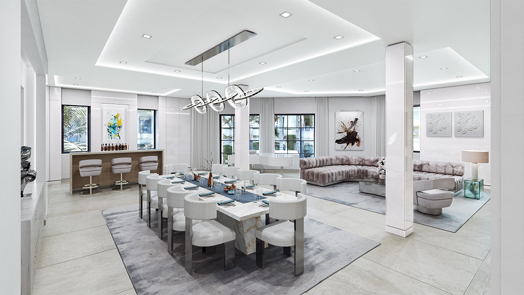 Dining room at the Palm Beach Tiffany & Co Penthouse