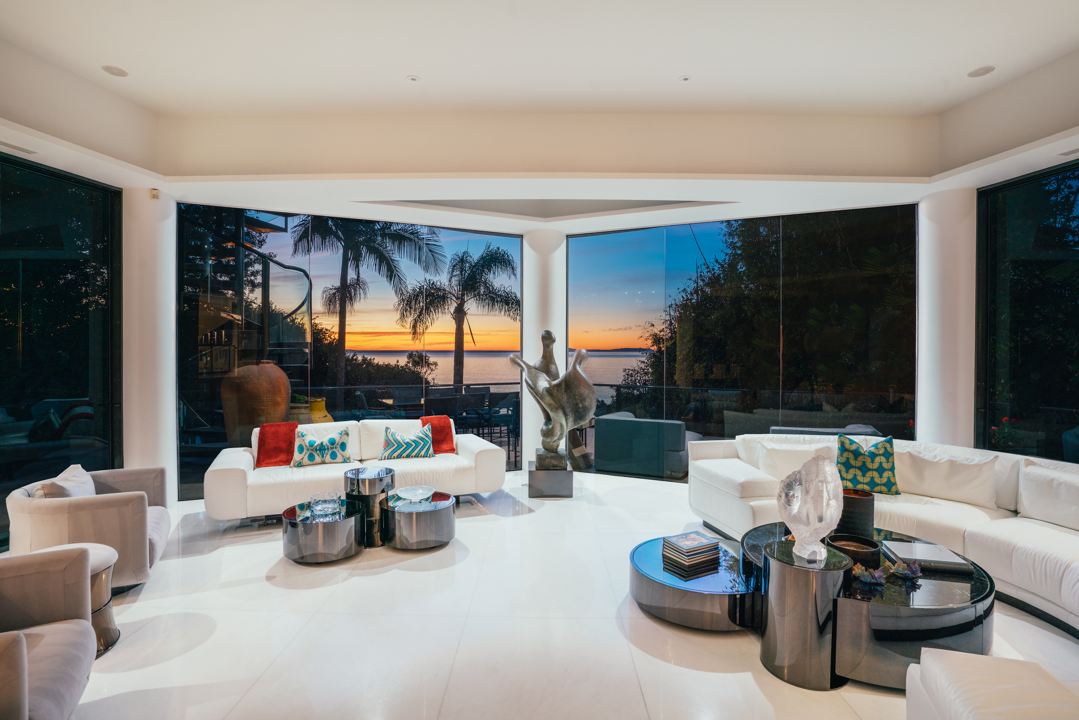 modern Malibu estate circular sun room