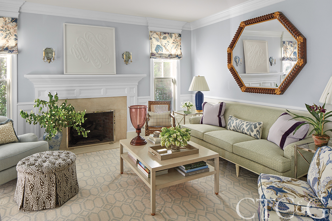 green and blue living room