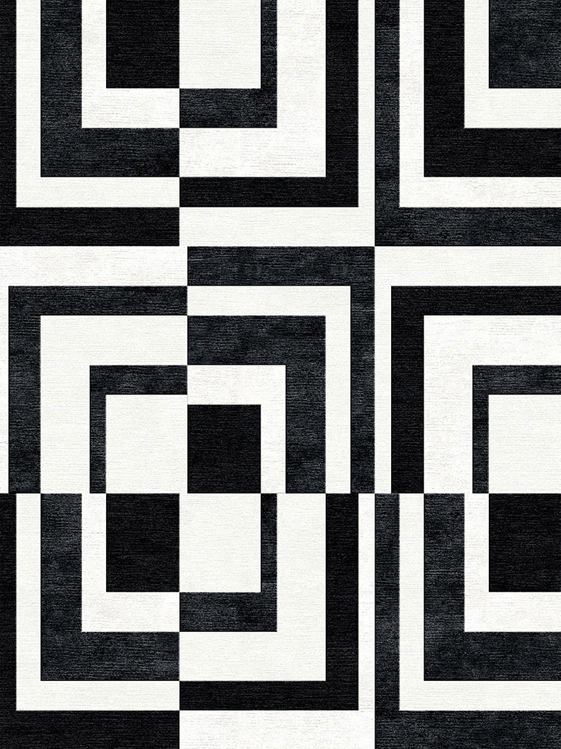 Black White Deco Cube Rug